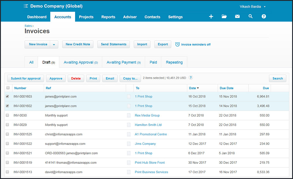 Steps to add invoices in Xero - PrintPlanr