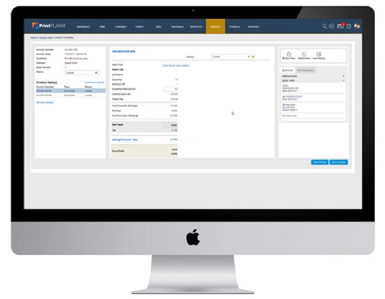 Invoicing & Accounting module of SIGN MIS SOFTWARE