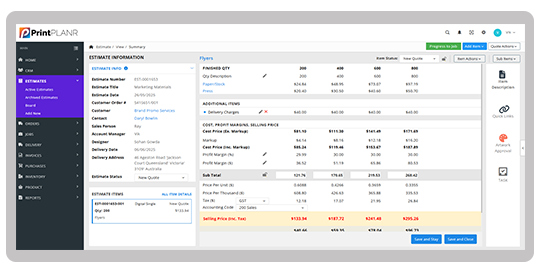 Print-estimate-manager with print quote management software
