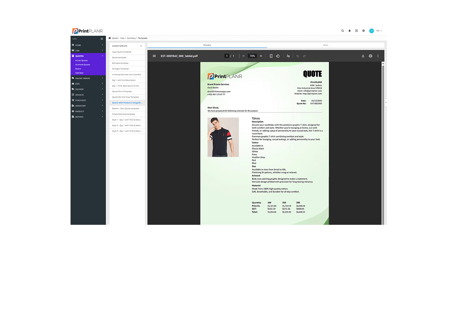 Editable Print MIS Promotional Quote Template